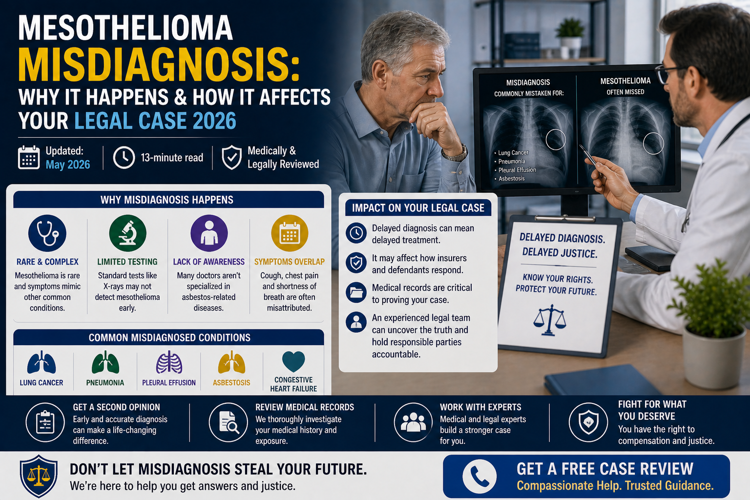 Mesothelioma misdiagnosis 2026 guide explaining why mesothelioma is misdiagnosed as lung cancer how it affects statute of limitations and legal compensation rights